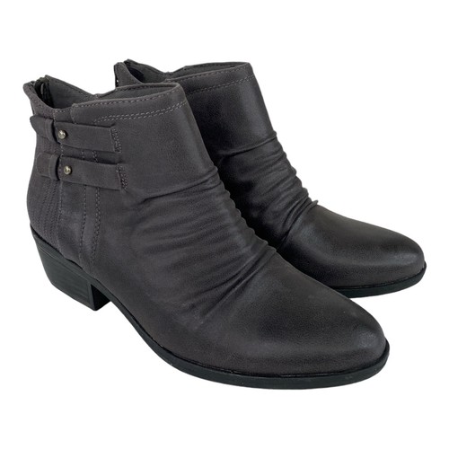 Baretraps Women's Dark Grey Faux-Leather Ruched GEORGINA Booties Sz 6.5 S17