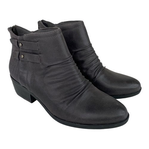 Baretraps Women's Dark Grey Faux-Leather Ruched GEORGINA Booties Sz 5.5  S17 - Picture 1 of 6