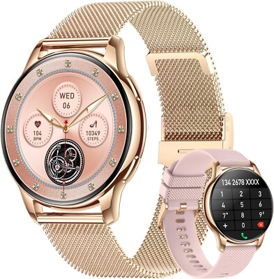 Pink Smartwatch Bluetooth Call 1.32'' AMOLED Screen Fitness Tracker Heart Rate