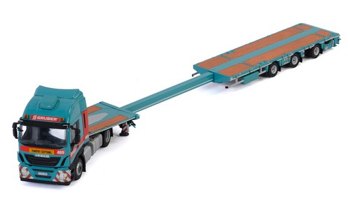 for IVECO STRALIS 4X2 MEGATRAILER FLATBED 3 AXLE trailer 1/50 DIECAST MODEL CAR - 第 1/3 張圖片