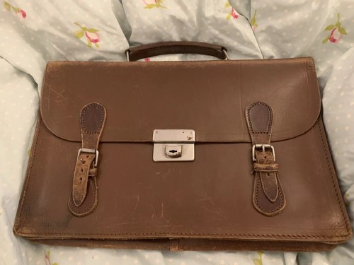 Vintage Early 1950s Back Satchel Backpack Brown Hard Leather