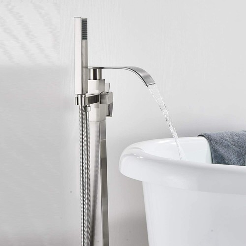 Tub Filler Freestanding Bathtub Faucet Floor Mounted Bathroom with Hand Shower - Picture 102 of 132