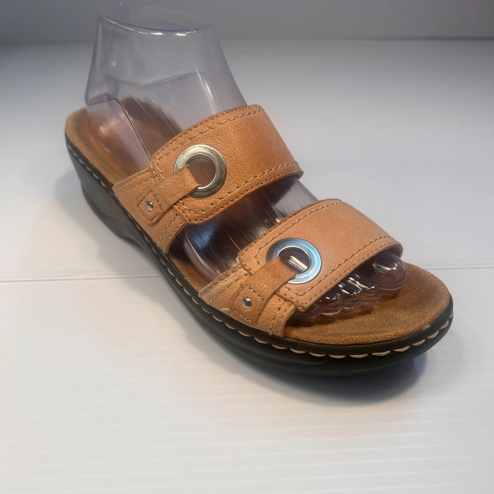 Sandali slip on Clarks® Bendables™ in pelle marrone chiaro taglia 8 5 M [S16]