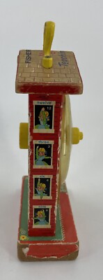 Vintage 1960s Fisher Price Toys Music Box Teaching Clock - Tested