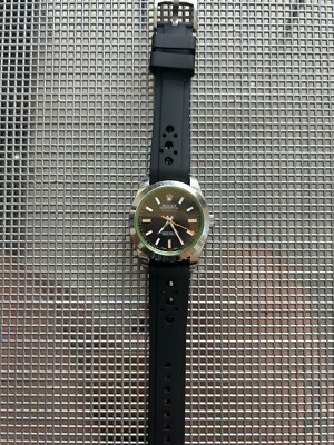 20mm BLACK Vulcanized Caoutchouc rubber Racing Strap Rolex Milgauss