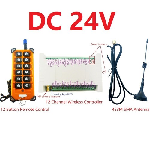 Kit de controlador inalámbrico de grado industrial 1 pieza DC 12V/24V 12 canales 433M - Imagen 7 de 14