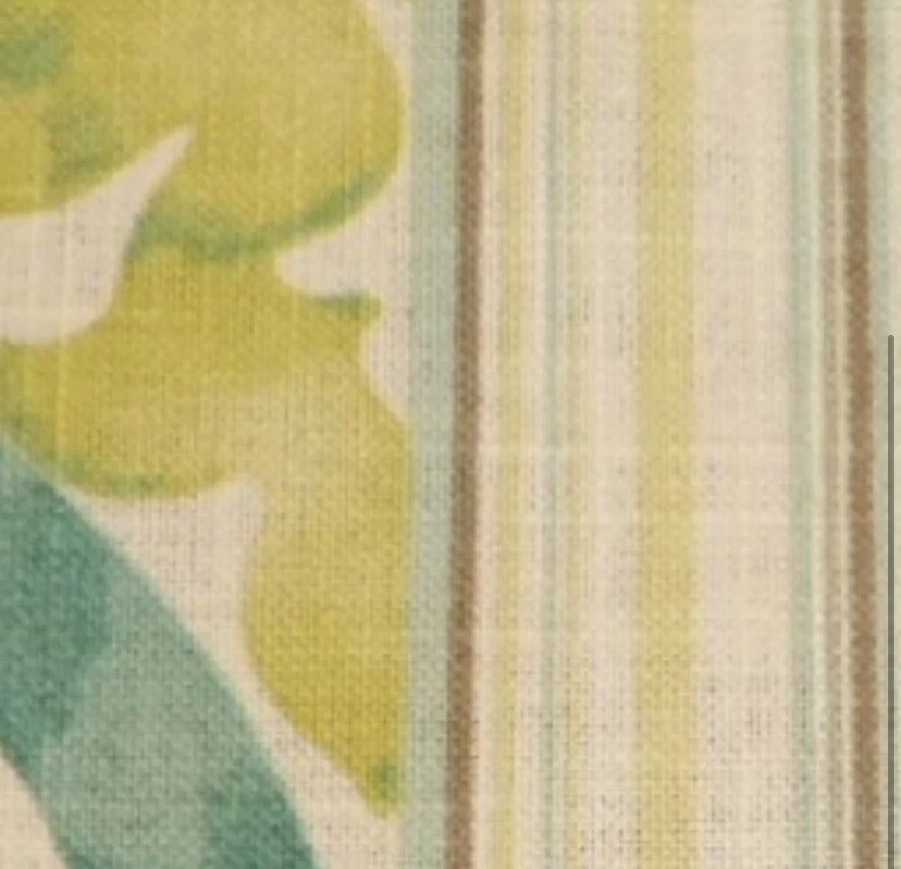 Tela floral a rayas de lino flor verde azulado Foto 3 de 3