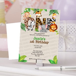 Dettagli Su Personalizzato Zoo Animali First Inviti Festa Di Compleanno Biglietto Ragazzi