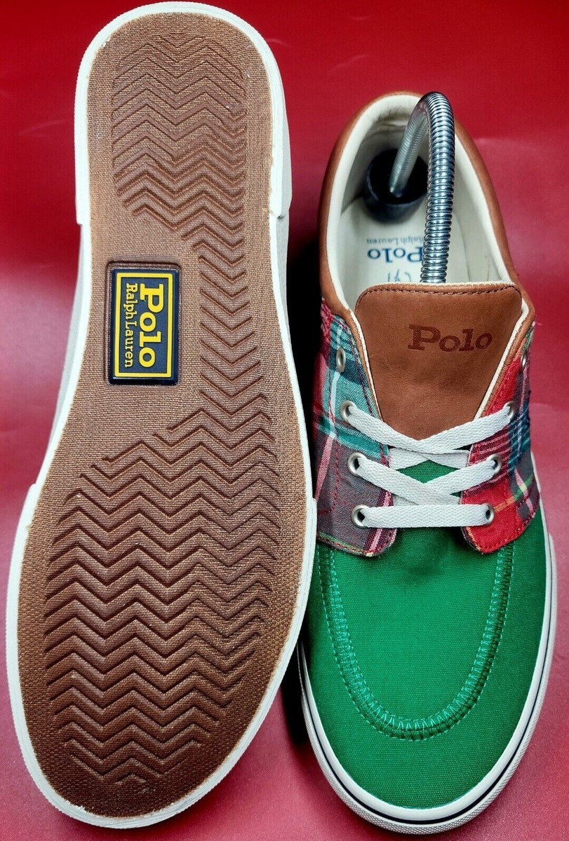 NEW Polo Ralph Lauren Faxon X Green/Plaid/leather Boat Shoes