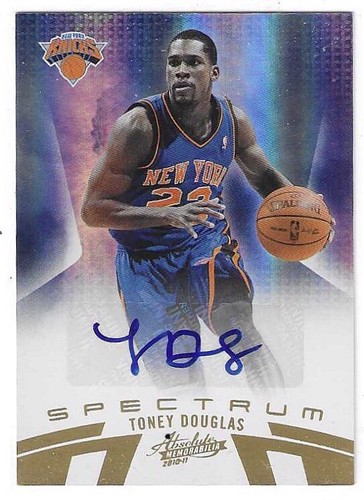 2010-11 ASSOLUTI MEMORABILIA TONEY DOUGLAS SPECTRUM AUTO #87 N.Y. KNICKS /199 - Foto 1 di 2