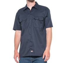 Dickies Mens Sz MEDIUM Twill Short Sleeve Collared Work Shirt Top - Navy