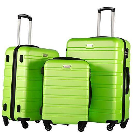 Luggage 3 Piece Set Suitcase Spinner Hardshell 20in24in28in apple green
