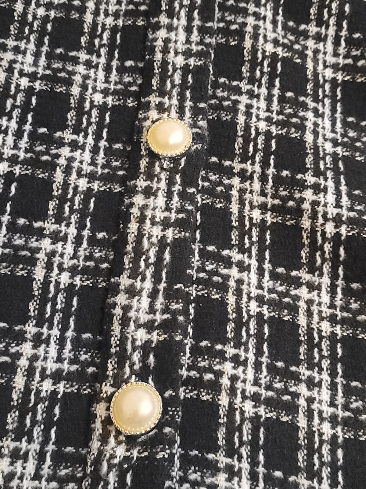 Andre By Unit Tweed Jacket Pearl Button Down Blac… - image 5