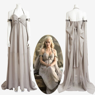 grey dress costume Game of Thrones Daenerys Targaryen Gray Dress Costume Cosplay Suit