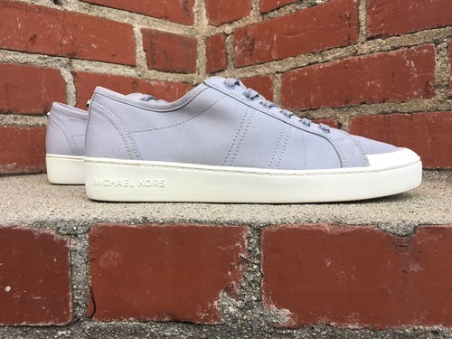 Michael Kors Harlen Gray & White w Silver Accents Fashion Sneaker Women Size 9 - Picture 7 of 12
