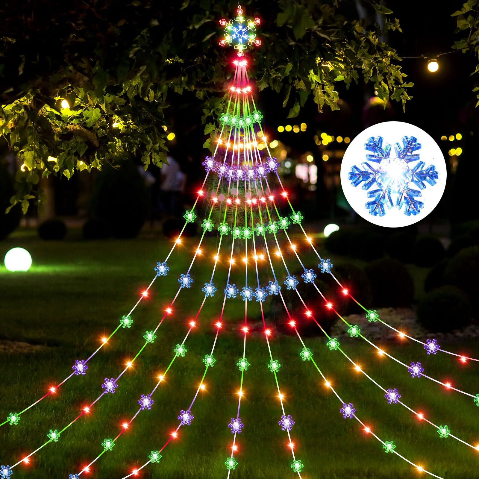 Christmas Light Outdoor Decoration 12 ft 240 LED Waterfall String Light with ...