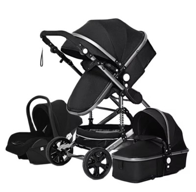 kinderwagen 3 in 1 Schwarz Zusammenklappbar