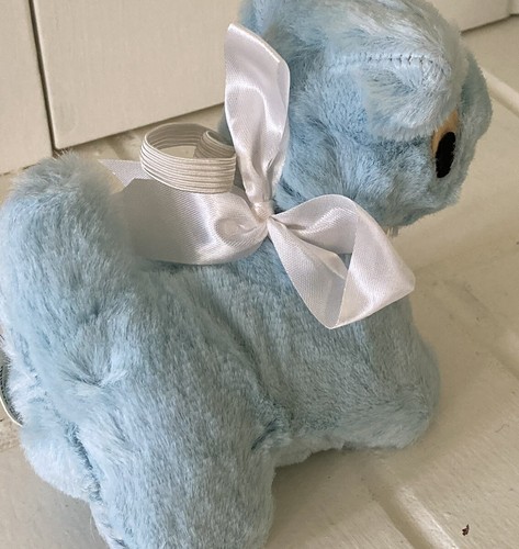 Vintage Bantam Toys Blue Plush Dog Wrist Elastic Rattle With Tag Made In USA - Picture 3 of 13
