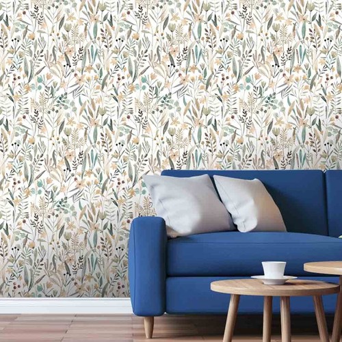 Fern Pattern Floral Peel and  Stick Self-Adhesive Wallpaper 17.7"x118" - Picture 4 of 11