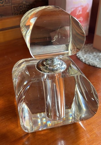 Vintage Large Heavy Empty Perfume Glass Bottle & Stopper - Picture 3 of 9