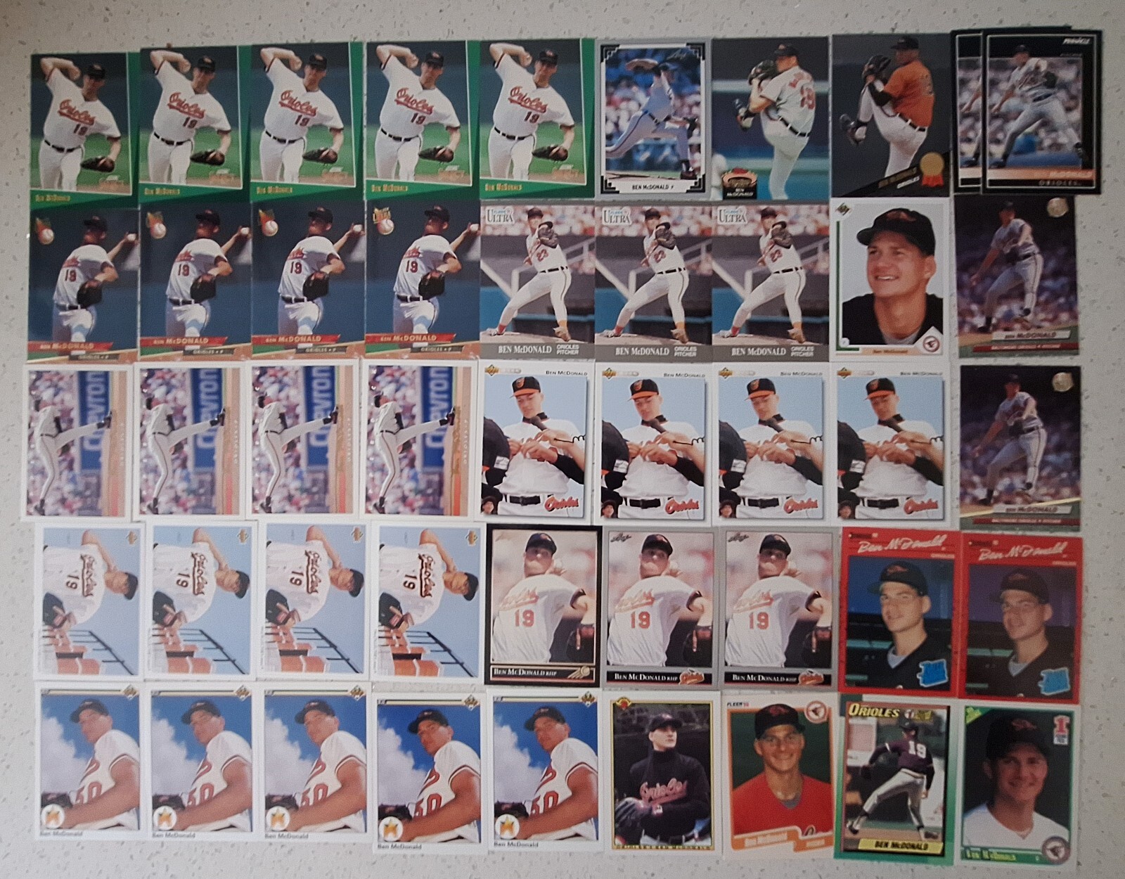 Ben McDonald 46 Card Lot-1990-1993-Upper Deck-Bowman-Fleer-Topps 11-Rookies