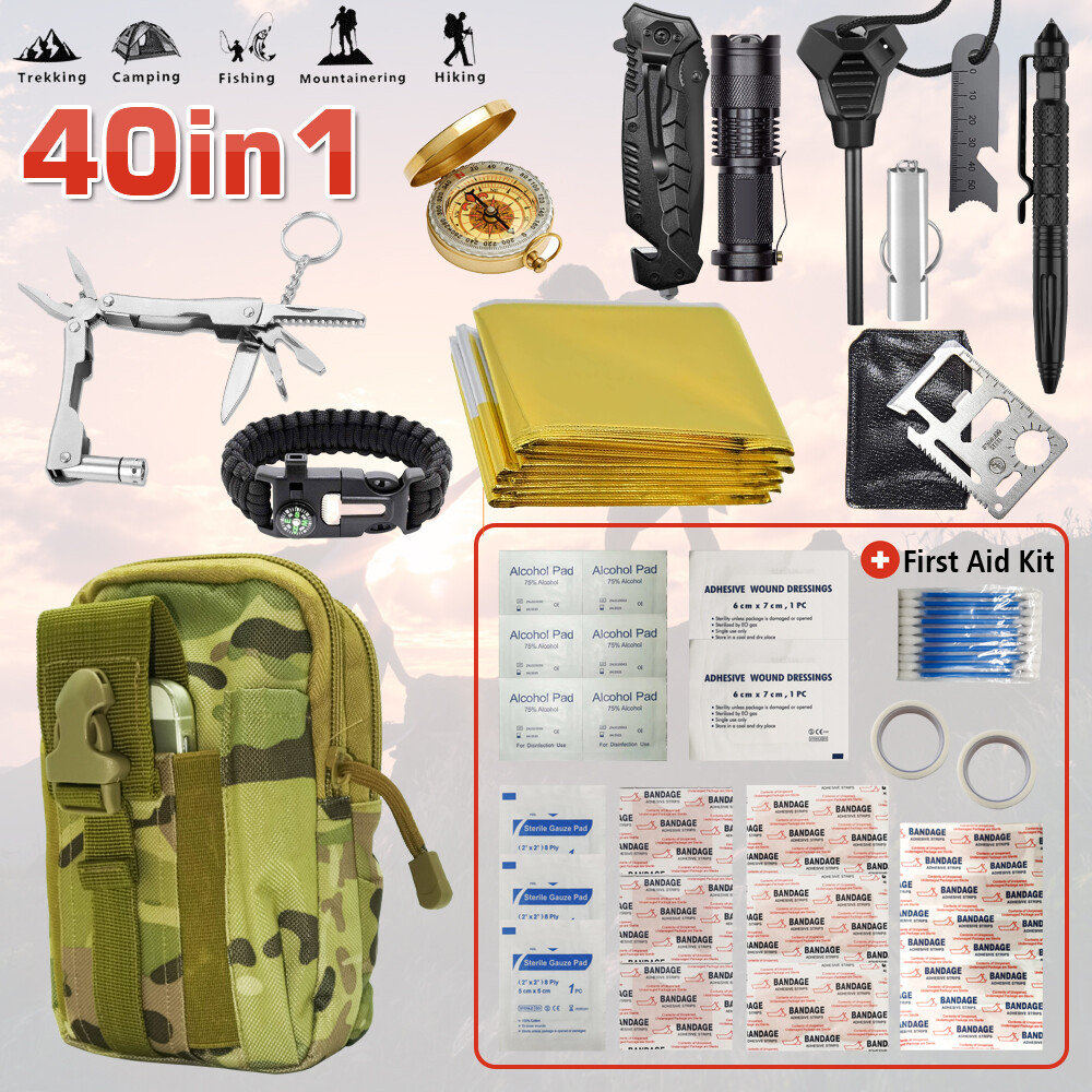 Outdoor Emergency Gear Survival Kit Camping Hiking Tactical SOS Tools Slingshot - Picture 20 of 40