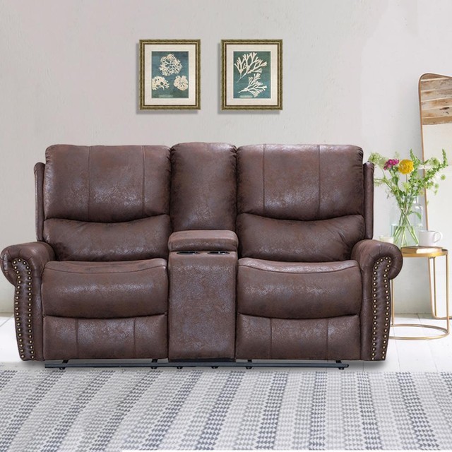 Recliner Sofa Love Seat Reclining Couch Leather Loveseat ...