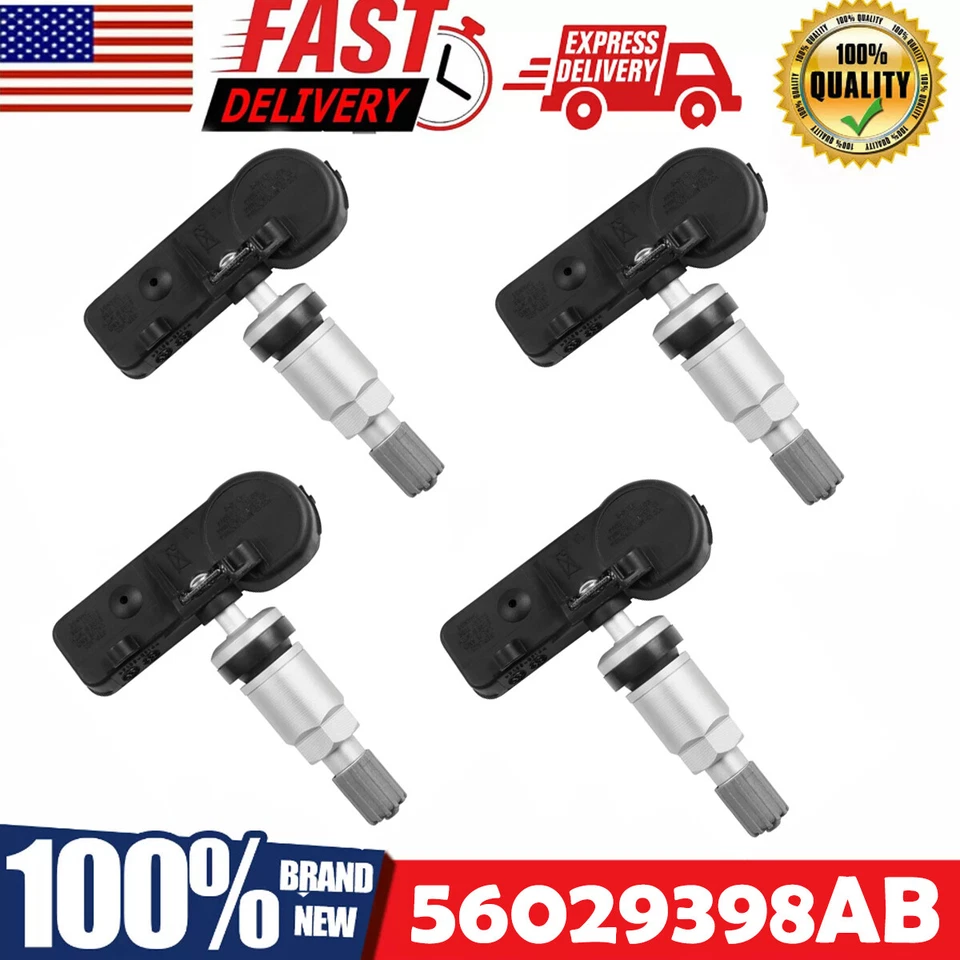 Sensor de presión de neumáticos TPMS genuino OEM de 4 piezas para Dodge Chrysler Jeep RAM 56029398AB Foto 3 de 4