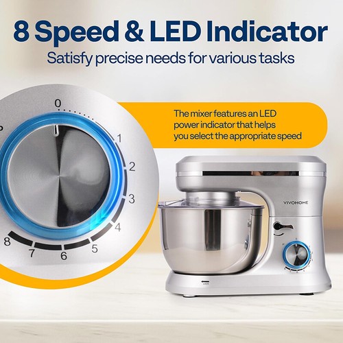 Stand Mixer 4.75QT 8-Speed 380W Tilt-Head Kitchen Electric Food Mixer with Bow - Picture 13 of 40