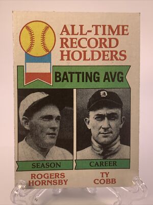 1979 Topps Ty Cobb/Rogers Hornsby Batting Avg All Time Record Holders #414