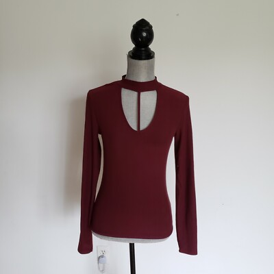 DEREK HEART Womens Red Burgundy Long Sleeve Top Blouse Juniors M