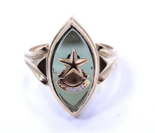 Vintage Ladies MASONIC WOTM Star "Women of the Moose" Morgan's 10K Gold Ring 6.5 - Picture 2 of 7
