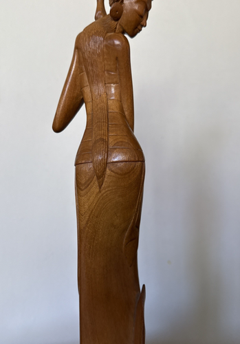 VTG Gorgeous Hand Carved Wood BALINESE Woman SCULPTURE DEWI 17” - Picture 7 of 14