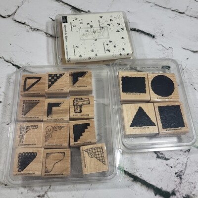 VTG Stampin' Up Rubber Stamp Sets Lot Of 3 Creative Corners Little Shapes Beyond
