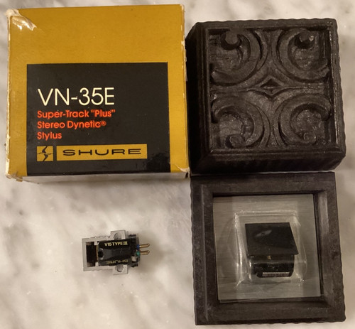 SHURE V15 TYPE III CARTRIDGE AND NEW "TONAR" VN35E STYLUS IN DISPLAY CASE & BOX.