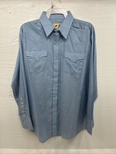 New Men  s ELY Cattleman Blue Stripe Long Sleeve Pearl Snap XL H-82