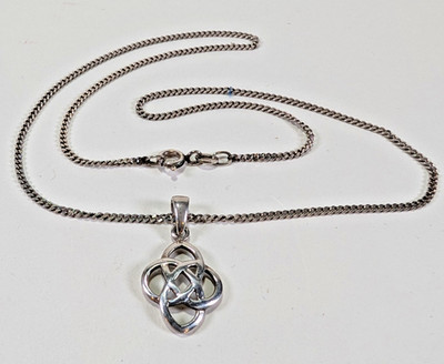 Hübsches Set Heide 1997 925 Silber 4 fach keltischer Knoten Anhänger Halskette 42 cm