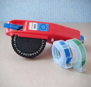 Handheld Vintage Red DYMO 1885 Label Printer with 3 Tape Reels (9mm width) VGC
