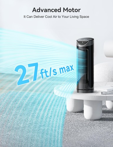 Tower Fan for Bedroom, 26 dB Quiet Bladeless Fan with Remote, LED Display, 9 ... - Picture 5 of 9