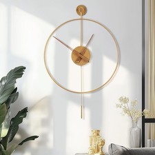 Large Wall Clock Classical Decorative with Pendulum Modern Non-Ticking Silent