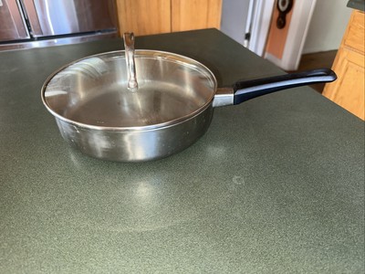 Chefs Basic 18/10 Stainless Steel Frying Pan With Glass Lid Heavy Duty 10 