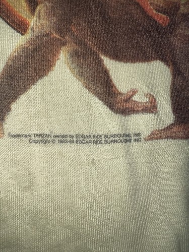 Vintage Disney Tarzan Kids T-Shirt 80s Print RARE Size 8 Sears - Picture 5 of 6