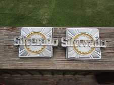 Vtg Chevrolet Chevy Silverado Truck Square Emblems Badges Metal Pair 14014315
