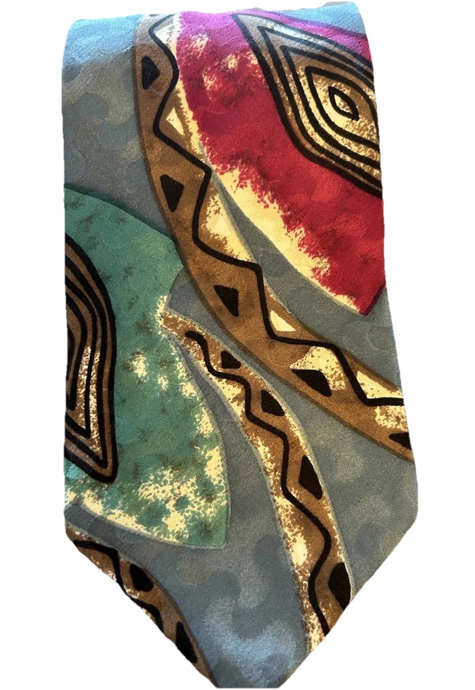 Vtg Christian Dior Art Deco 100% Silk Men 3.75” Tie Blue Italian Fabric Made USA thumbnail 2