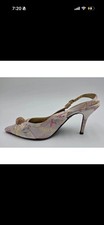 J. Renee Clarinda-JJ Pastel Floral Jacquard Slingback Pumps Rhinestone Size 9M