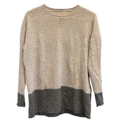 Ellen Tracy 100% Cashmere Crewneck Sweater Size Small Gray Colorblock