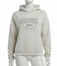 Reebok Women's Beige Classic Big Logo Hoodie Sweater Size M