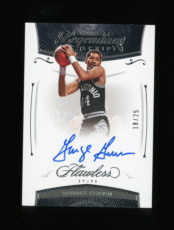 George Gervin 2020-21 Panini Flawless Legendary Scripts Emerald /25 Auto Spurs