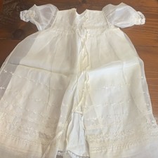 White Victorian Short Sleeve Christening Gown Set with Bonnet for Kids