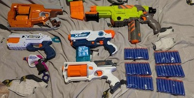 Großes Nerf Gun Konvolut viele passende Wechselpistolen + 60 neue Darts getestet